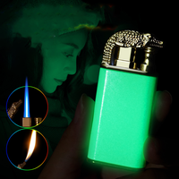 KY 2024 nouveau extérieur coupe-vent métal bleu flamme Portable torche Jet briquet Cigarette luxe briquet gaz