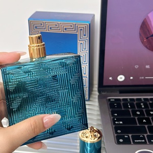 Stock US - Livraison 2-5 jours - Parfum en vaporisateur de luxe bleu géométrique pour homme - Senteur boisée longue durée - Usage quotidien - Product Image 1