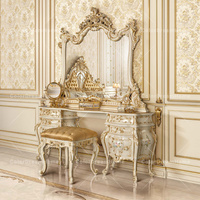 Commode française avec miroir sur pied, nouveau style en panneaux de bois pour la chambre à coucher, utilisation domestique, caractéristiques en bois, rangement