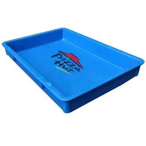 QS Moderna di Alta Qualità Grande Rettangolo di Stoccaggio Impilabile Contenitore Blu Pizza Vassoio di Plastica per la Pasta Biscotto Cibo Verdura in Vendita