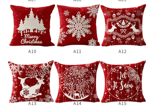 Giáng Sinh Vui Vẻ Tree & Bông Tuyết Mùa Đông Kỳ Nghỉ Trang Trí Nội Thất Màu Đỏ Linen Giáng Sinh Gối Bao Gồm 45Cm Đệm Cho Nhà Đi Bộ - Product Image 2