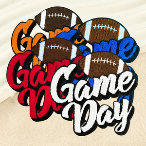 Parche de fútbol de talla grande al por mayor, parche bordado de colores personalizable para planchar, parches de chenilla para el día del partido de Fútbol para ropa - Product Image 5