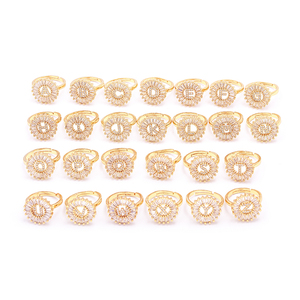 Bagues ajustables QIKU en forme de lettre pour femme, zircon, lettres A-Z, 26 initiales, alphabet A <span class=keywords><strong>B</strong></span> C D E F G <span class=keywords><strong>H</strong></span> I J K L M N <span class=keywords><strong>O</strong></span> P Q <span class=keywords><strong>R</strong></span> S - Product Image 2