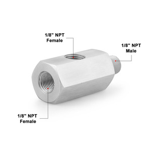 Adaptateur en T en acier inoxydable pour capteur de pression d'huile de voiture avec interface de manomètre 1/8 NPT M12 10 14 compatible moteur, neuf - Product Image 2