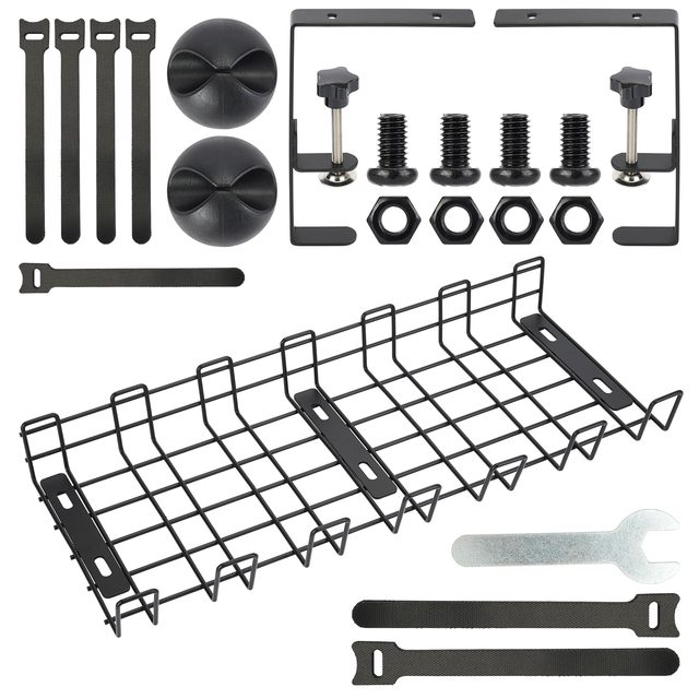 Cable Organizer Storage Rack Under High-quality Mesh Cable Management Tray Include 2 Clips 2 Wire Fixers 5  Cable Ties 6 Screws