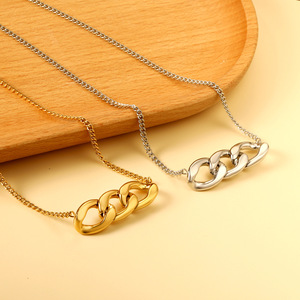 สร้อยคอจี้โซ่สแตนเลสสีทองแฟชั่นดีไซน์เรียบง่ายสำหรับผู้หญิงผู้ชายเครื่องประดับ - Product Image 2