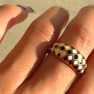 2024 Dazan Mới Người Chiến Thắng 18K Vàng Cao Duy Giữ Màu Sắc Đầy Màu Sắc Zircon Thời Trang Thép Không Gỉ Cờ Vua Phong Cách Nhẫn Cho Phụ Nữ Cho Đảng - Product Image 3