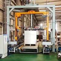 Machine d'emballage à bras rotatif électrique, machine d'enroulement automatique à convoyeur à bande cantilever pour applications alimentaires et de boissons
