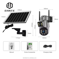 UBOX 4g双镜头太阳能户外PTZ摄像机，带2个屏幕3MP人工智能视听报警报警传感器