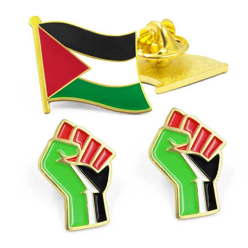 Factory Hot Sale Custom Palestinian Brooch Scarf Gifts Bracelet Enamel Badge Country Flag Lapel Pin Souvenirs Palestine Pin