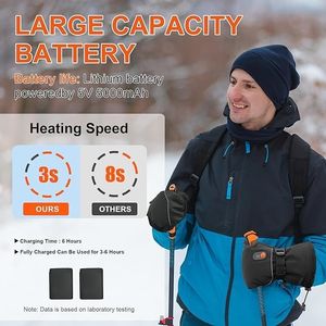 Meilleurs gants de ski Softshell chauffants, imperméables et coupe-vent pour le snowboard Utilisation hivernale Activités de plein air unisexes - Product Image 6