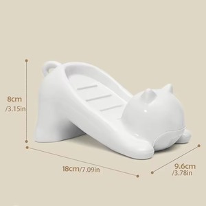 Boîte à savon en plastique de dessin animé mignon chat ABS créatif boîte à savon de salle de bain sans eau support de rangement vidange sanitaire - Product Image 2