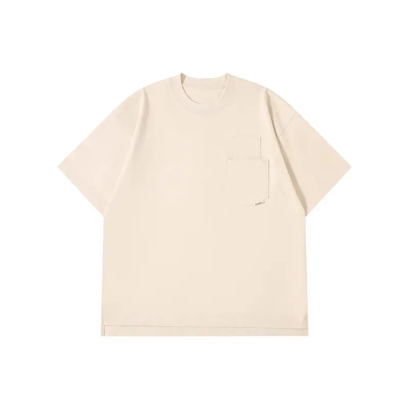 Großhandel einfarbige Tasche Herren-T-Shirts individuelles Logo einfarbige gekämmte Baumwolle Herren-T-Shirts mit Tasche
