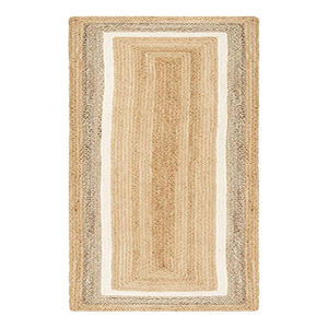 Neutral Jute Area <b>Rug</b> Soft Beige Natural Fiber Carpet For Farmhouse Living Room <b>Boho</b> Home Decor And Vintage Style - Product Image 1