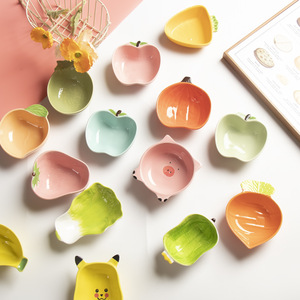 Petite assiette à sauce en porcelaine écologique, forme de fruits et légumes de dessin animé, mini bol à trempette, design japonais, pour enfants et maison - Product Image 5