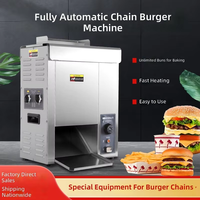 Machine de chauffage de hamburgers entièrement automatique, machine à sacs de cuisson de type chaîne pour usage commercial, machine à cuire la pâte à hamburgers