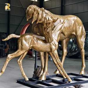 RELONG Gerçek Boyutta Açık Hava Bahçe Dekorasyonu Bronz At ve Yavru At Heykelleri Satılık - Product Image 6
