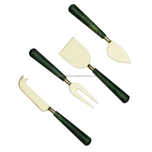 Stainless Steel Gold Finished Green Resin Handmade Handle Cheese Tools <b>set</b> high quality luxury cheese knives <b>set</b> - Product Image 6