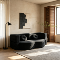 Canapé-lit convertible pliable Cloud Bubble en tissu gris anthracite, mousse haute densité, compressé sous vide, pour salon, invités et hôtels