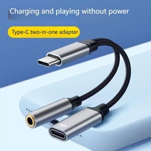 Аудиоадаптер USB-C 3,5 мм с оптическим волокном HiFi, цифровое декодирование 24 бит/96 кГц, конвертер Type-C 2-в-1 для смартфонов и наушников - Product Image 2