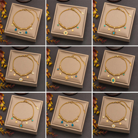 Bracelet plaqué or 18 carats avec pendentif ovale soleil étoile en turquoise et motif papillon, bijoux de mode