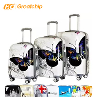 Valise à roulettes à imprimé papillon 16 pouces 20 pouces 24 pouces 28 pouces Sac de voyage Bagages en polycarbonate