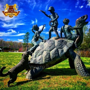 Estatua de tortuga de dragón chino de bronce grande de Feng Shui antiguo de alta calidad de estilo occidental - Product Image 2