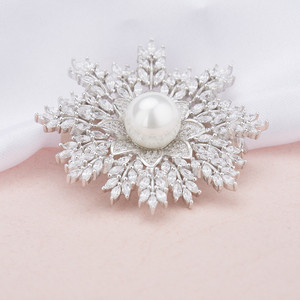 Nueva moda de alta calidad hecho de plata 925 chapado en rodio OEM al por mayor broche perla flores para las mujeres - Product Image 6