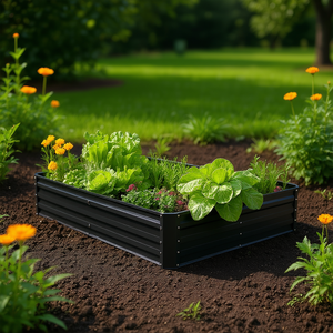 Bac à potager surélevé en métal galvanisé 8x4x1 pieds gris foncé pour extérieur - Product Image 2