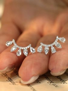 เครื่องประดับแฟชั่นซินฟลาย ทองคำแท้ 18K เพชรธรรมชาติ 0.4 กะรัต ต่างหูแบบขนตา สำหรับสุภาพสตรี - Product Image 4