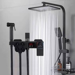 Set Doccia Bagno Nero Opaco con Display Digitale Temperatura Costante, Corpo Interamente in Rame - Product Image 1