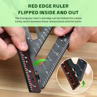 Nouvelle règle triangulaire pliable en plastique de 7 pouces, forme triangulaire carrée, pour le travail du bois, avec niveau à bulle
