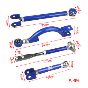 Pièces automobiles en aluminium AUSO Système de suspension Kit de tige de bras transversal Bras de tension d'oreiller avant + tige de traction + tiges de traction inférieures arrière - Product Image 2