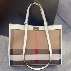 Vải + da của phụ nữ Vai Túi Xách tay người phụ nữ công suất lớn giản dị Tote Cổ Điển Sọc túi màu đen túi xách - Product Image 4