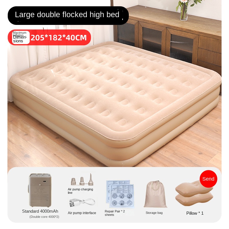 Cama alta flocado doble de tamaño extra grande [Optional4000mAhBomba de aire]