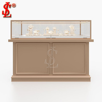 Comptoir de présentation de bijoux moderne blanc, écologique et personnalisable, vitrine en verre avec éclairage LED, mobilier de magasin de détail