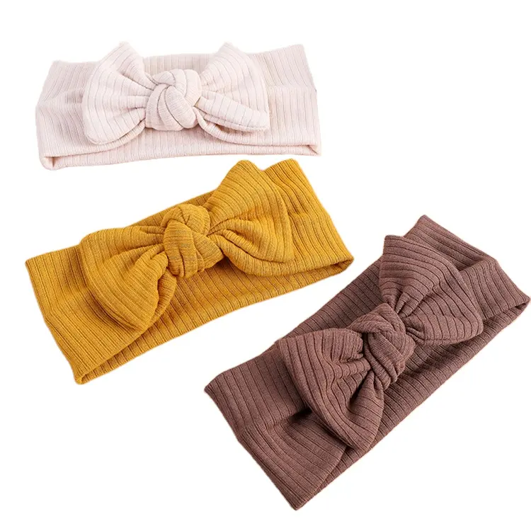Fabric Elastic Hair Band Cosmetic Bath Hairbands With Bows Traceless Sport Headband For Children