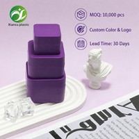 Nouvelle boîte de rangement carrée en plastique PP violet avec couvercle à vis pour gel à ongles, conteneur opaque pour vernis à ongles, vente en gros, vide, 10/30/50 ml