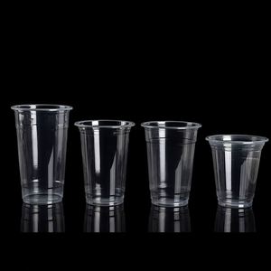Stock disponible, livraison rapide, gobelets jetables personnalisables en PET transparent à paroi simple de 98 mm, écologiques, pour le lait, le café, les jus - Product Image 1