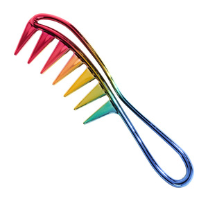 Iridescent <b>Wide</b> Tooth <b>Comb</b> Large Salon Styling Tool Zinc Alloy Vibrant Colors - Product Image 5