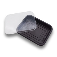 Barquette alimentaire jetable en PP recyclable, compatible micro-ondes, pour steak, viande, gâteau, personnalisable, avec couvercle