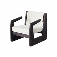 Fauteuil Wabi-Sabi pour salon, fauteuil de détente en bois massif, canapé moderne, fauteuil simple avec rembourrage
