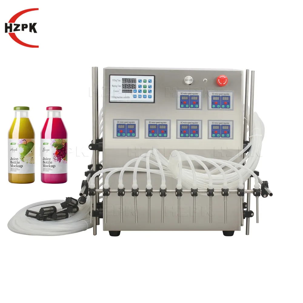 hzpk 12 heads semi automatic digital control peristaltic pump liquid water milk bottles filling machine 1 liter 500ml