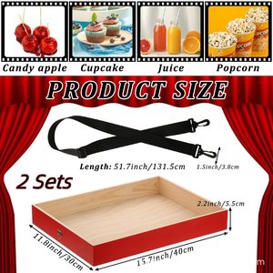 Wooden popcorn <b>tray</b>, cinema waiter's sales <b>tray</b>, portable stretch strap <b>tray</b>, popcorn <b>snack</b> <b>tray</b> - Product Image 3