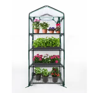 Mini serre à 4 niveaux Rouleau imperméable pour jardin intérieur Petites plantes Serre avec lumière de culture pour l'agriculture et l'extérieur