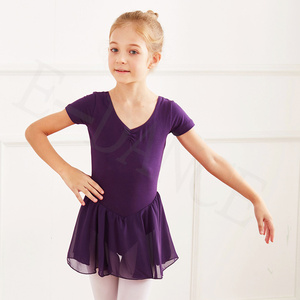 B8001 Venta al por mayor Baile Algodón Manga corta Leotardo Falda de gasa Vestidos de <span class=keywords><strong>Ballet</strong></span> para niñas - Product Image 3