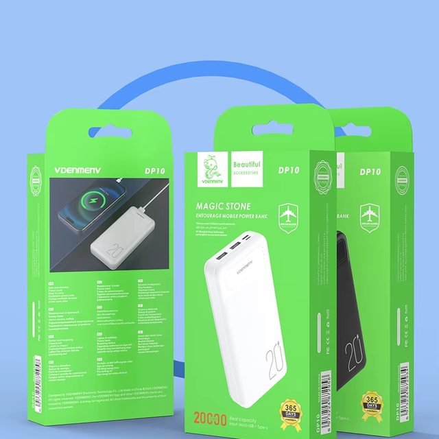 DP10 20,000mAh Power Bank Standard Normal Charging Universal External Battery Pack Safe Portable Power Supply for Smart Phones