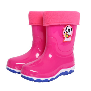 Bottes de pluie pour enfants, chaussures d'eau pour enfants, mi-mollet, rembourrées, chaudes, en caoutchouc, antidérapantes, matériau respectueux de l'environnement - Product Image 2