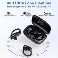Écouteurs intra-auriculaires sans fil bluetooth V5.0, 48H, TWS, casque d'écoute HiFI stéréo, pour sport