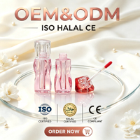 Emballage de brillant à lèvres de marque, modèle spécial en cristal transparent rose, capacité mini 1,5 ml, avec bouchon à vis
